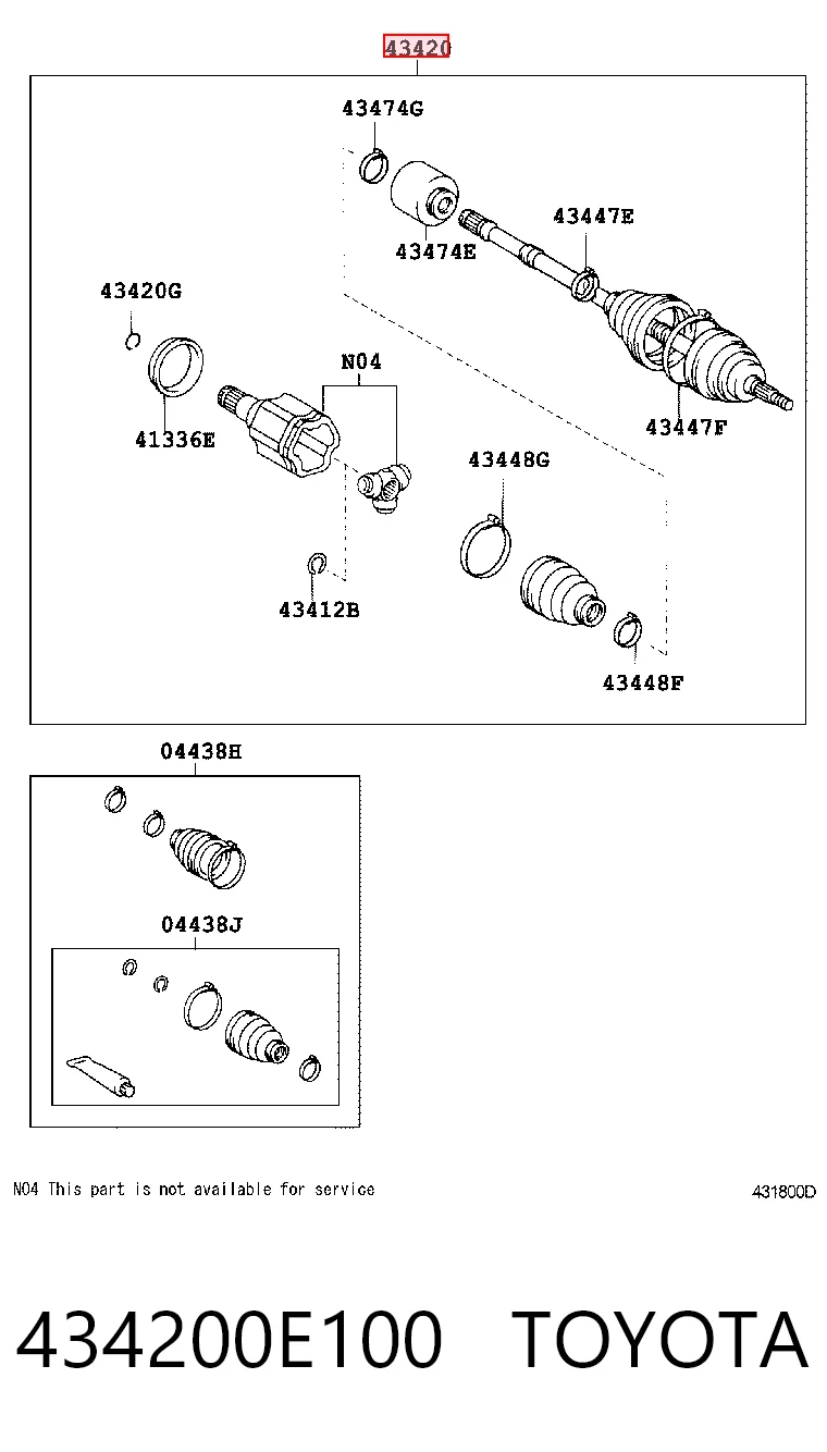 434200E100 Toyota Półoś napędowa przednia lewa