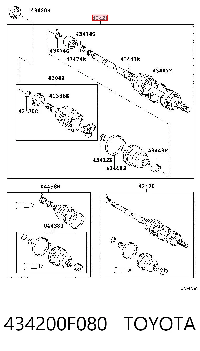 434200F080 Toyota Półoś napędowa przednia lewa