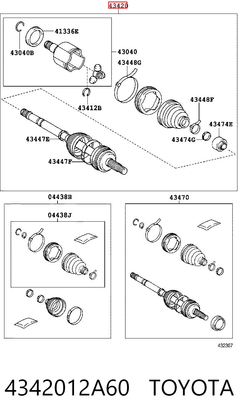 4342012A60 Toyota Półoś napędowa przednia lewa
