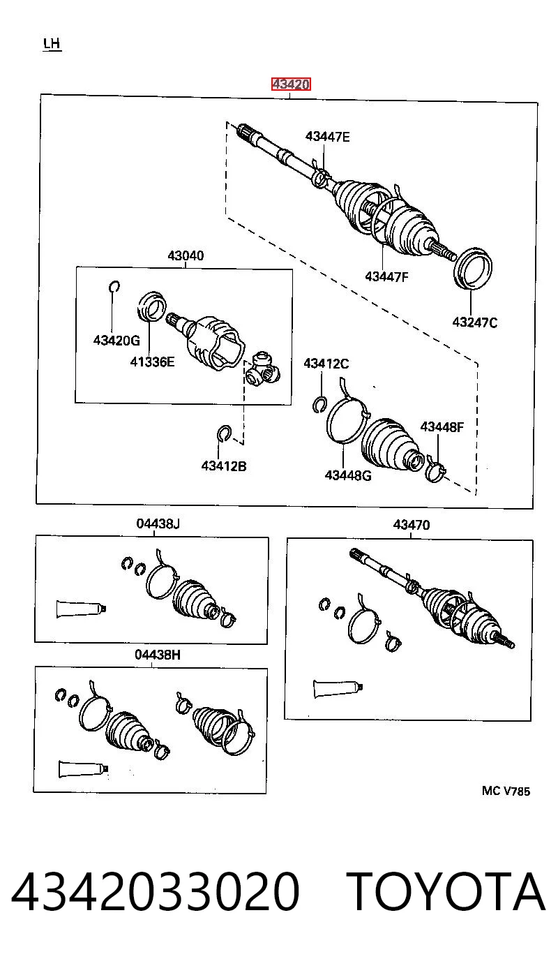 4342033020 Toyota Półoś napędowa przednia lewa