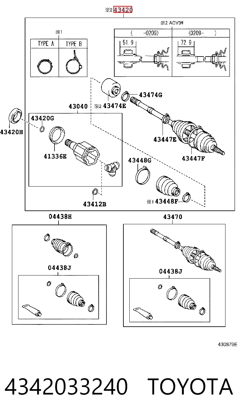 4342033240 Toyota Półoś napędowa przednia lewa