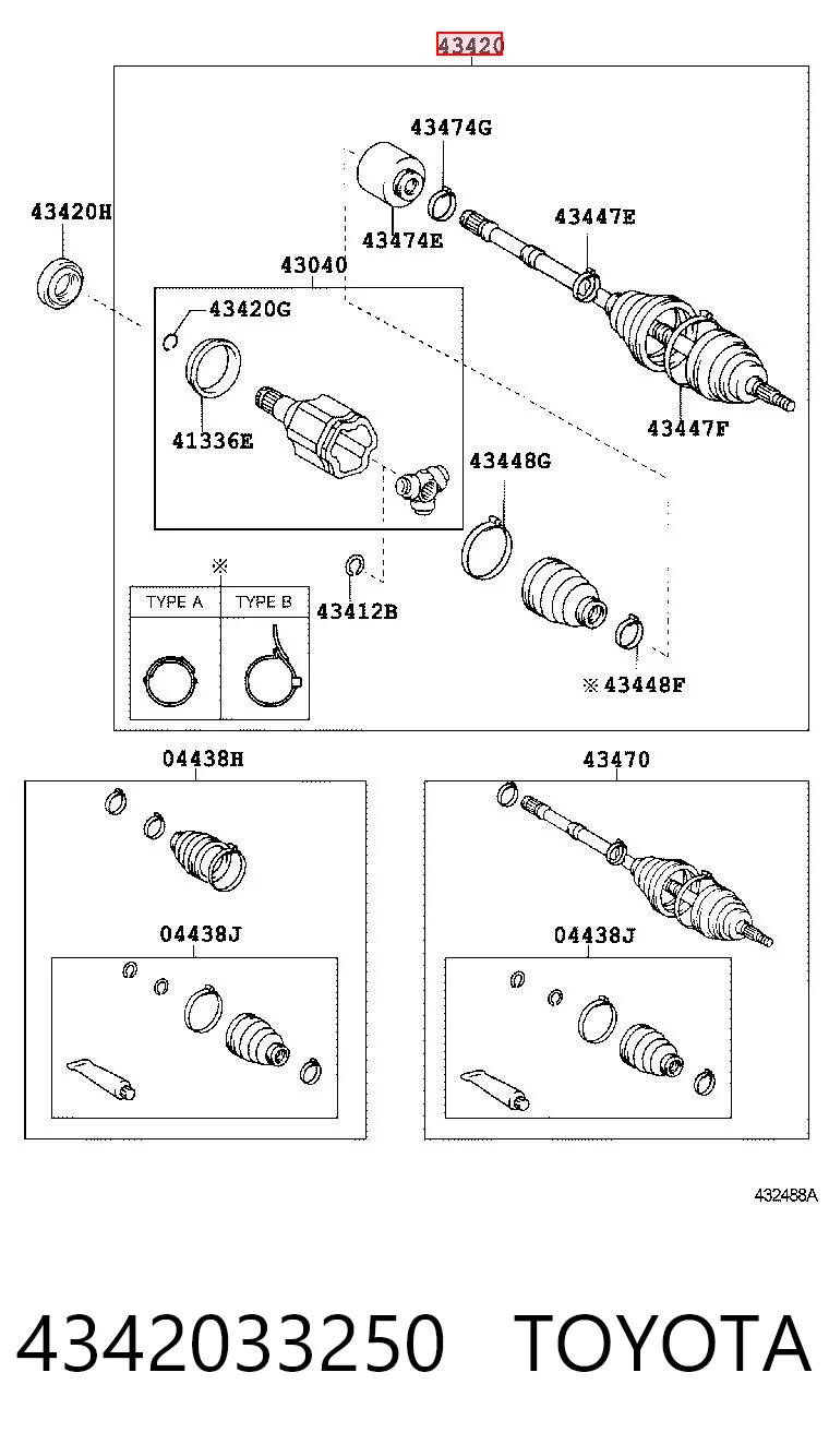 4342033250 Toyota Półoś napędowa przednia lewa