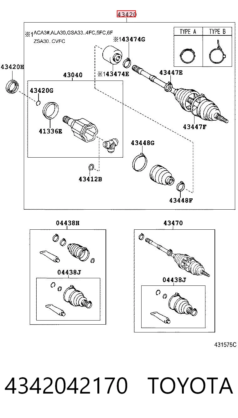 4342042170 Toyota Półoś napędowa przednia lewa