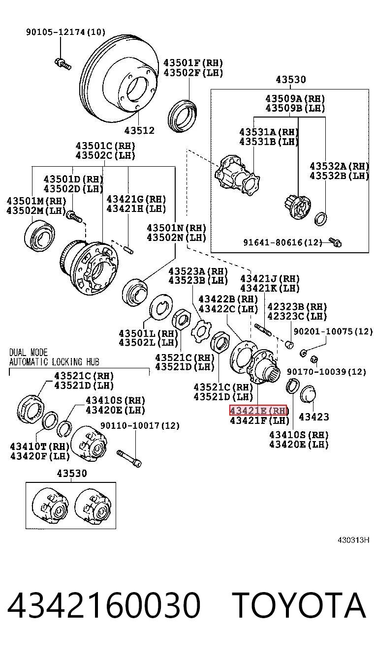 4342160030 Toyota Kołnierz piasty przedniej