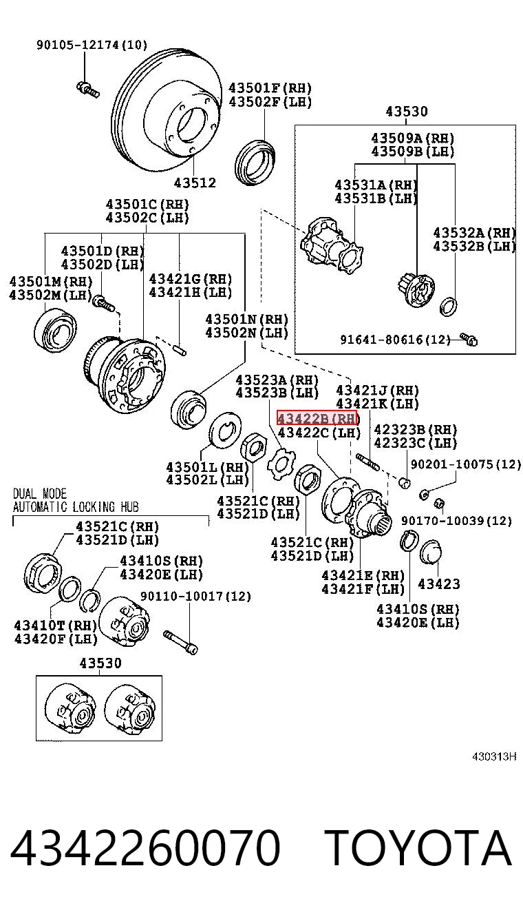 4342260070 Toyota Uszczelka kołnierza półosi tylnej