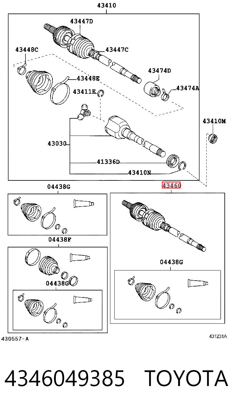 434104020 Toyota Półoś napędowa przednia prawa