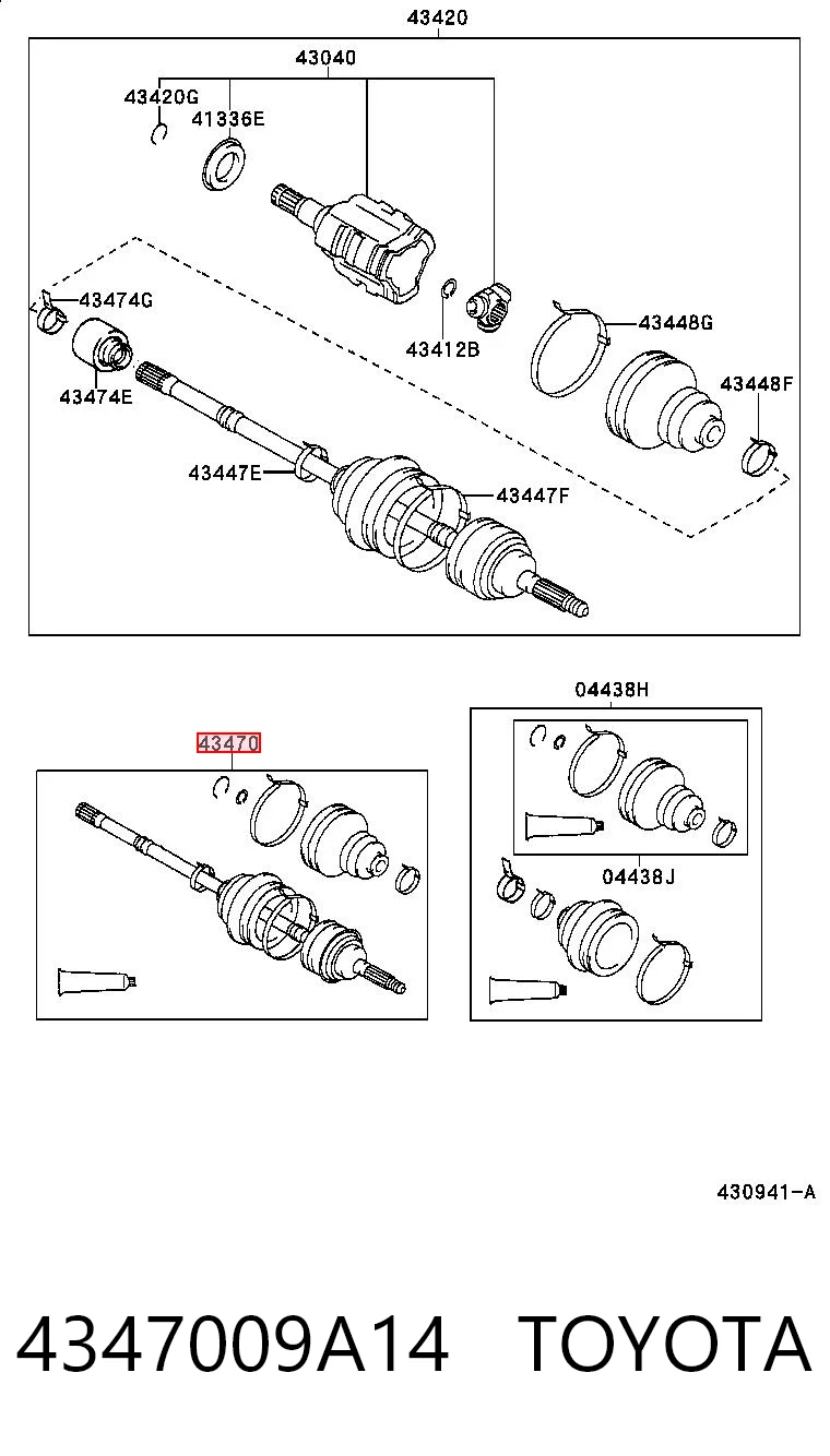 4347009A14 Toyota Półoś napędowa przednia lewa