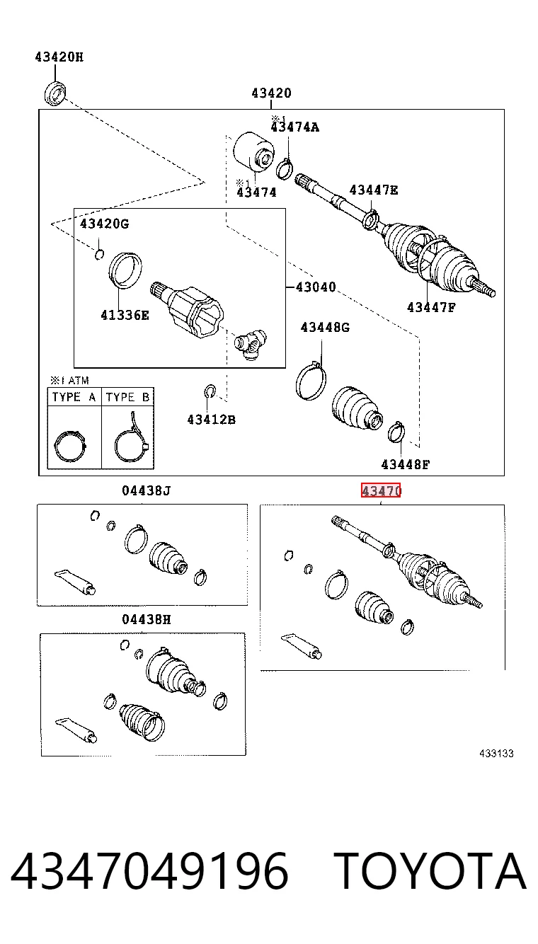Do koszyka Półoś napędowa przednia prawa Toyota RAV4 II XA2