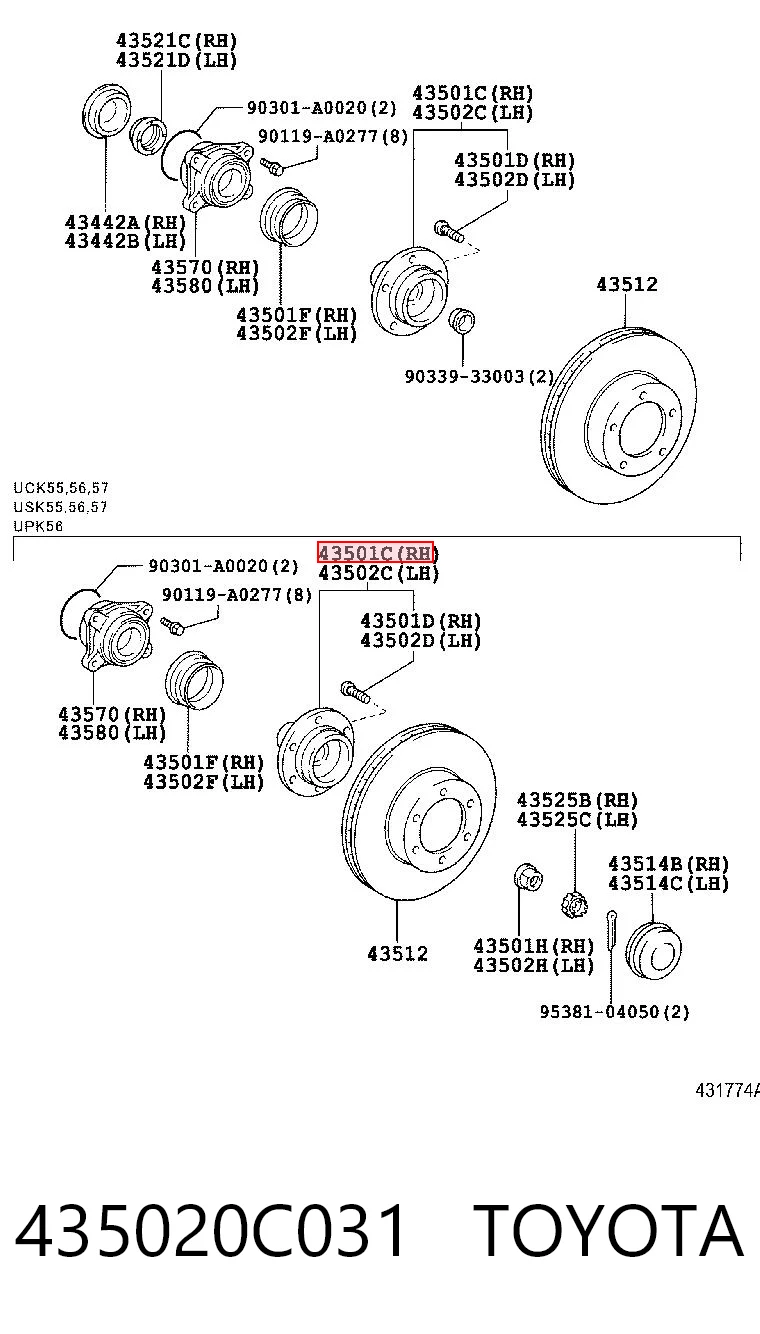 Piasta przednia do Toyota Tundra  K5, K6