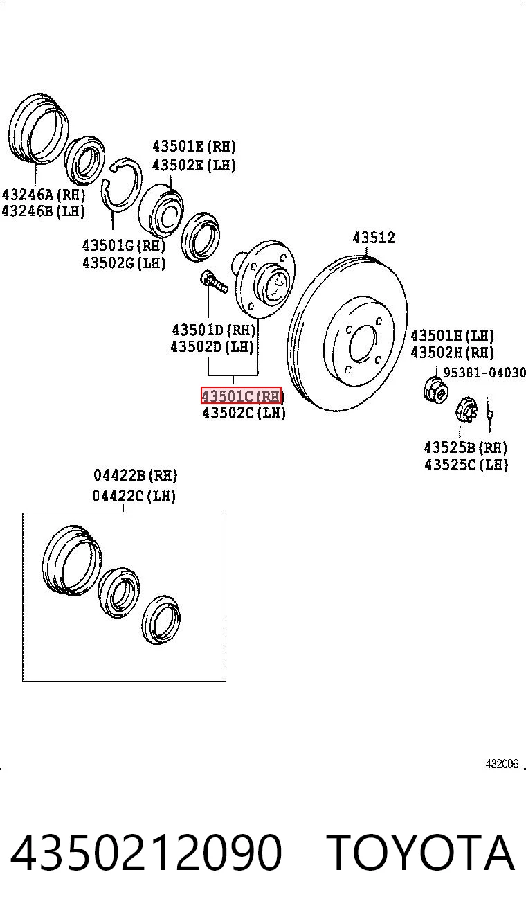 4350212090 Toyota Piasta przednia