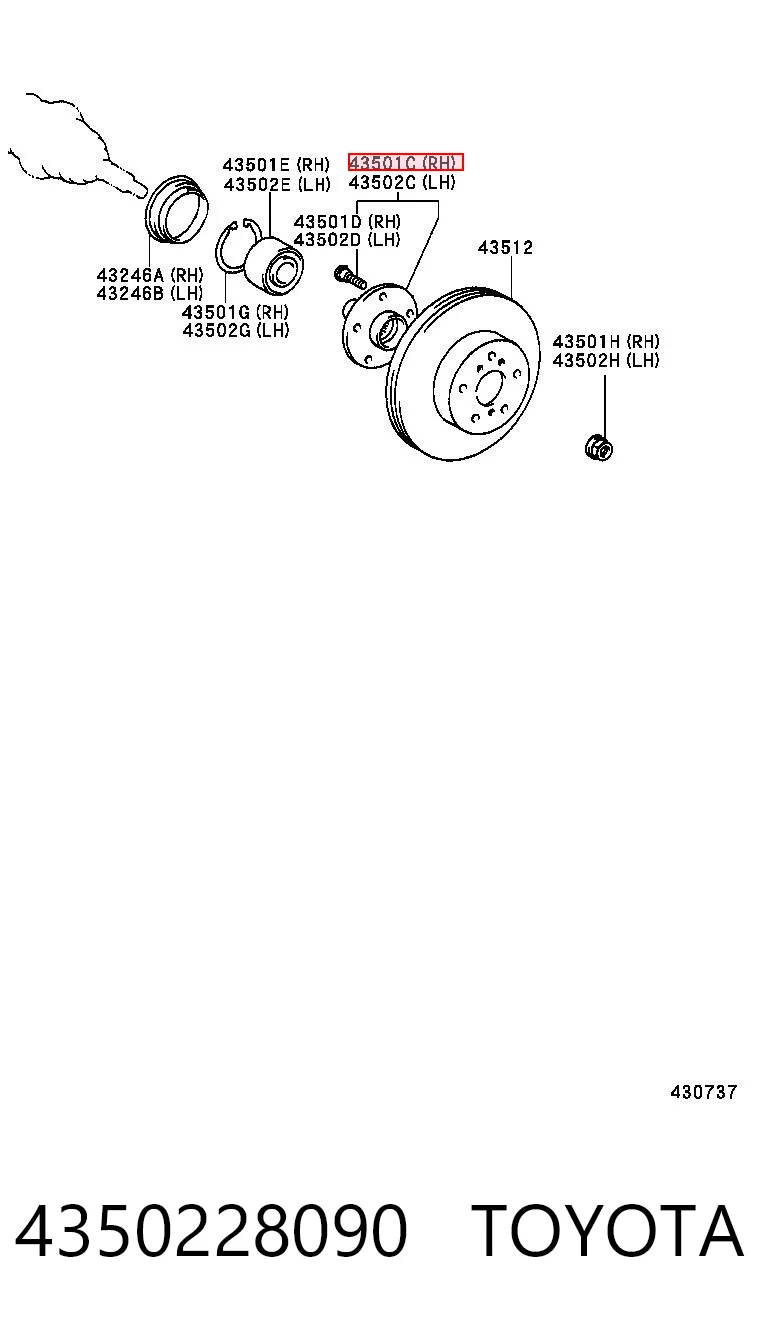 4350228090 Toyota Piasta przednia