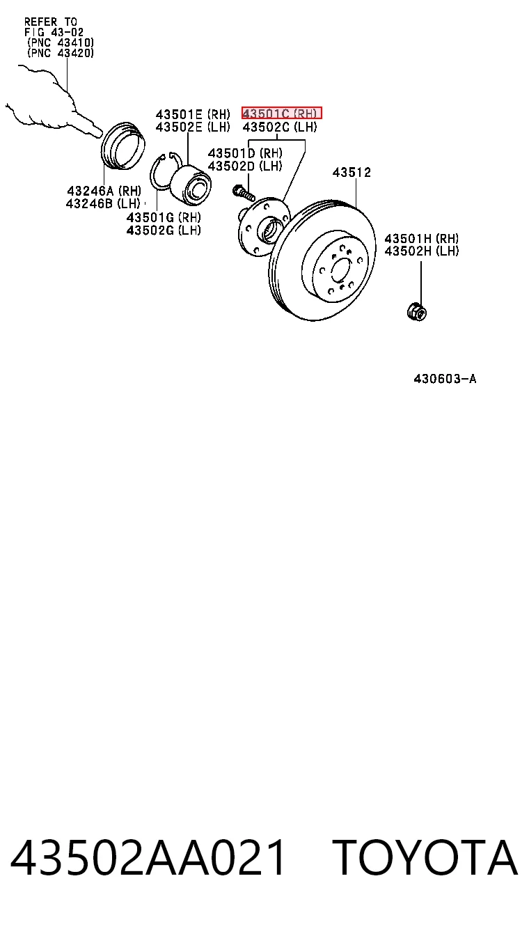 43502AA021 Toyota Piasta przednia