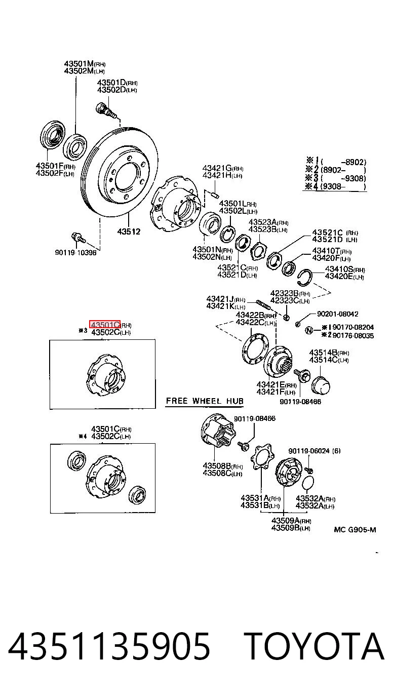 Piasta przednia do Toyota Hiace IV H1, H2