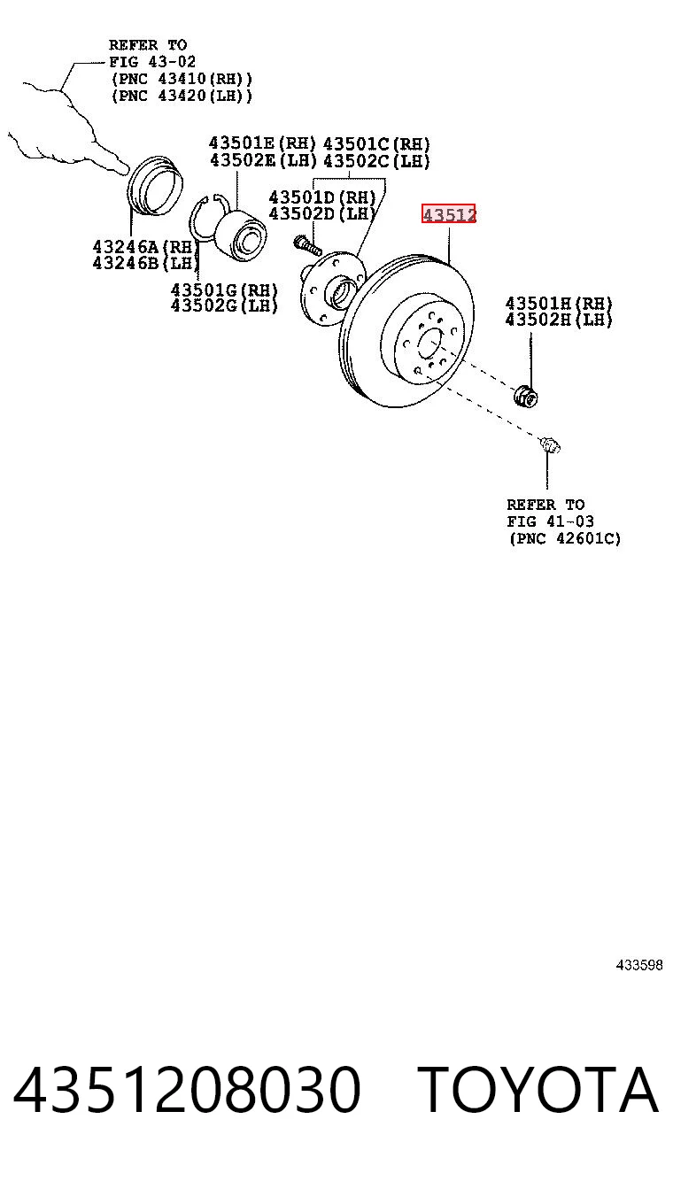 4351208030 Toyota Tarcza hamulcowa przednia