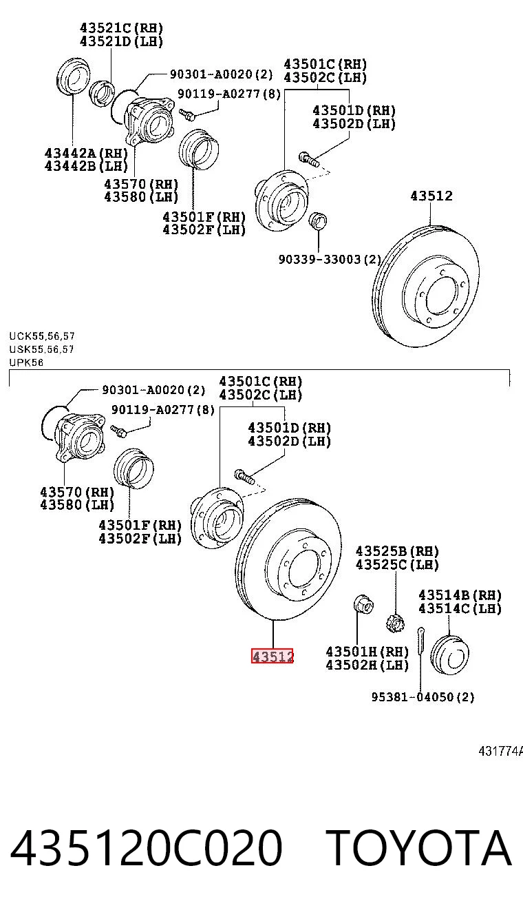 435120C020 Toyota Tarcza hamulcowa przednia