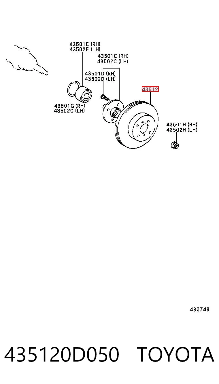 435120D050 Toyota Tarcza hamulcowa przednia