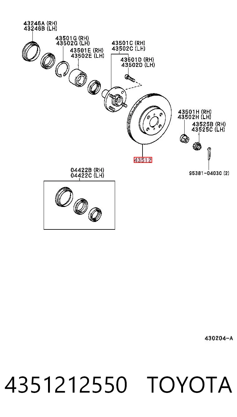 4351212550 Toyota Tarcza hamulcowa przednia