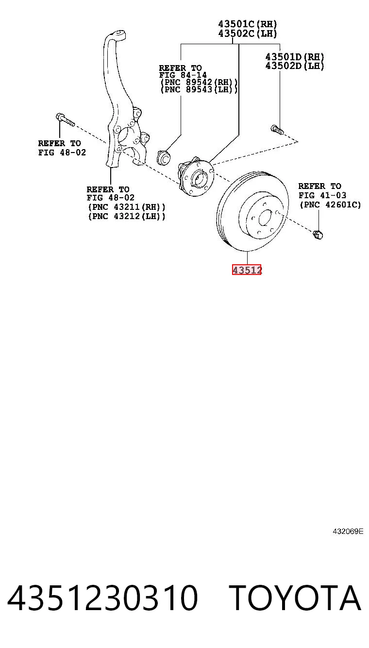 4351230310 Toyota Tarcza hamulcowa przednia
