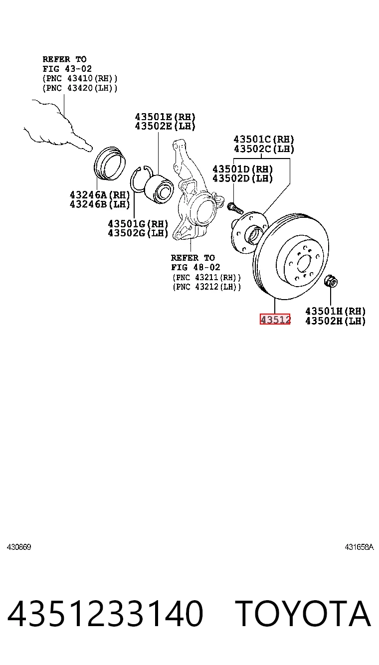4351233140 Toyota Tarcza hamulcowa przednia