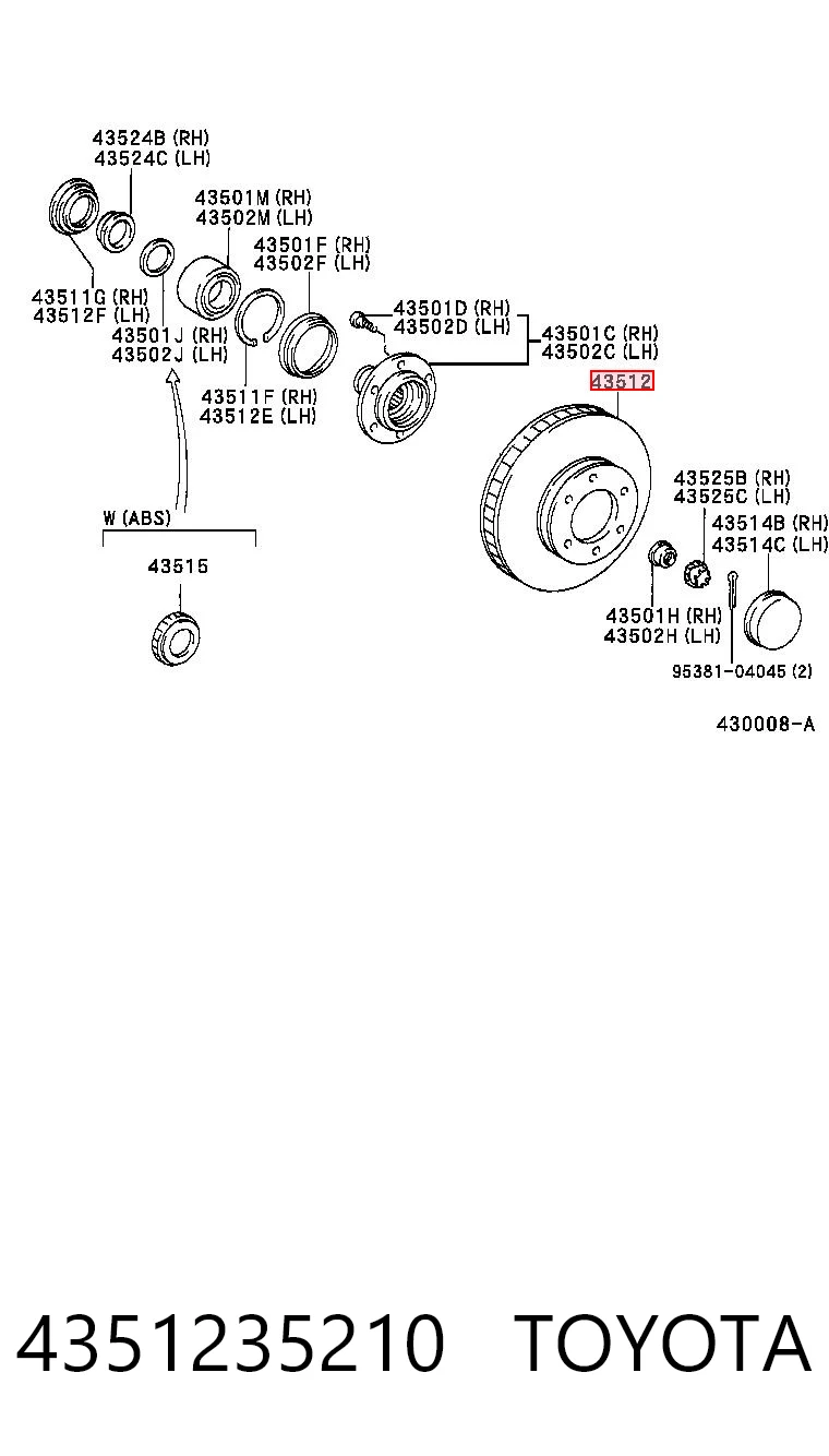 4351235210 Toyota Tarcza hamulcowa przednia