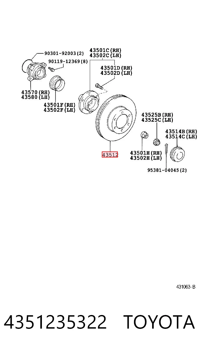 4351235322 Toyota Tarcza hamulcowa przednia