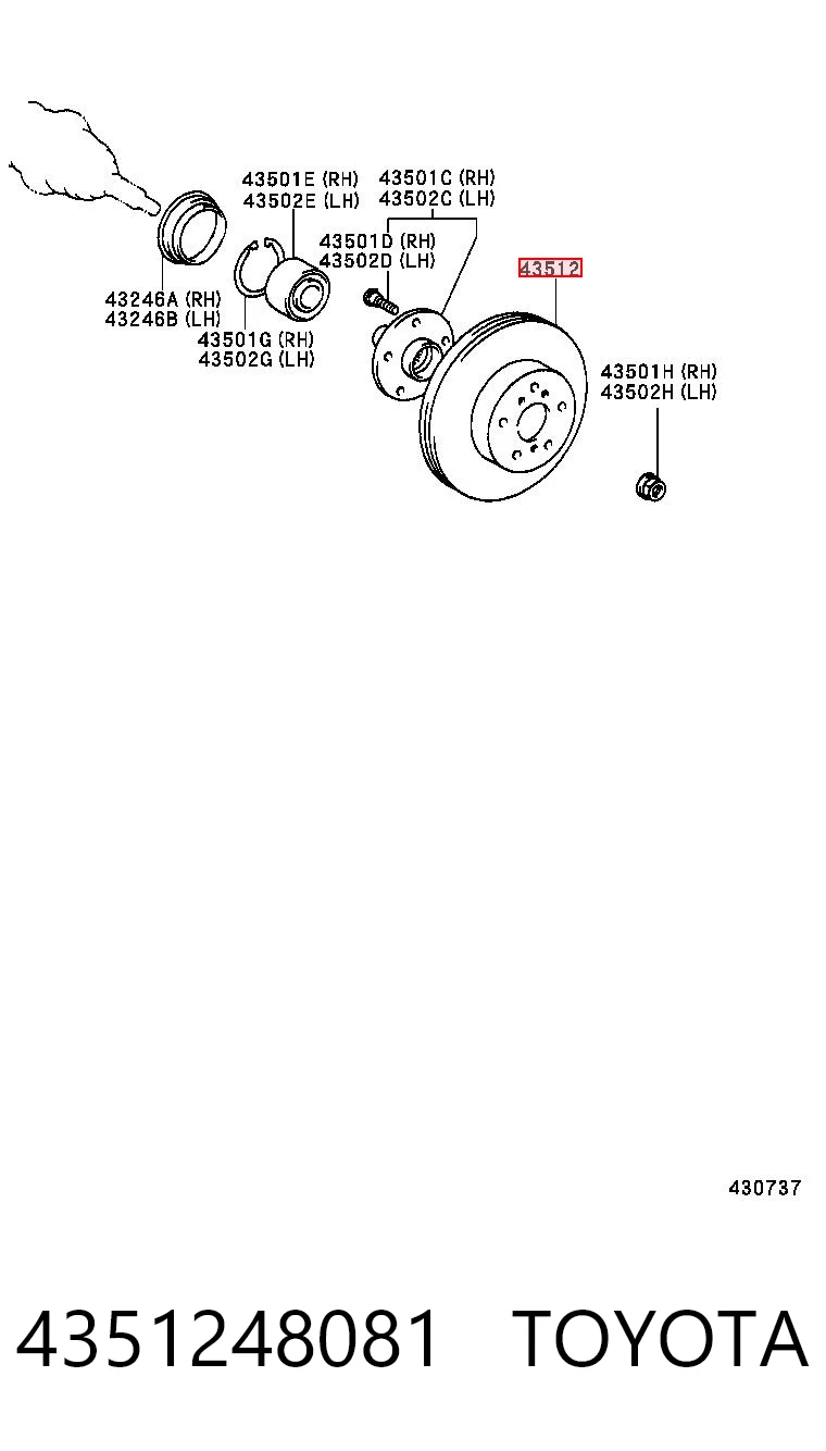 4351248081 Toyota Tarcza hamulcowa przednia