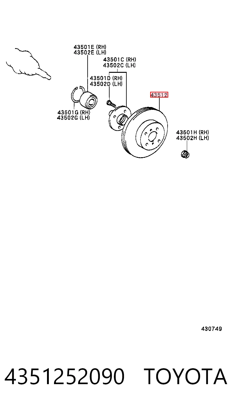 4351252090 Toyota Tarcza hamulcowa przednia