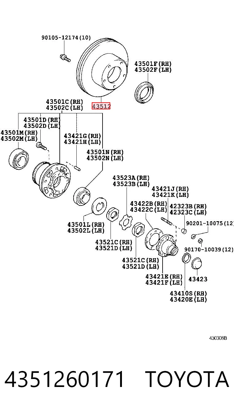 4351260171 Toyota Tarcza hamulcowa przednia