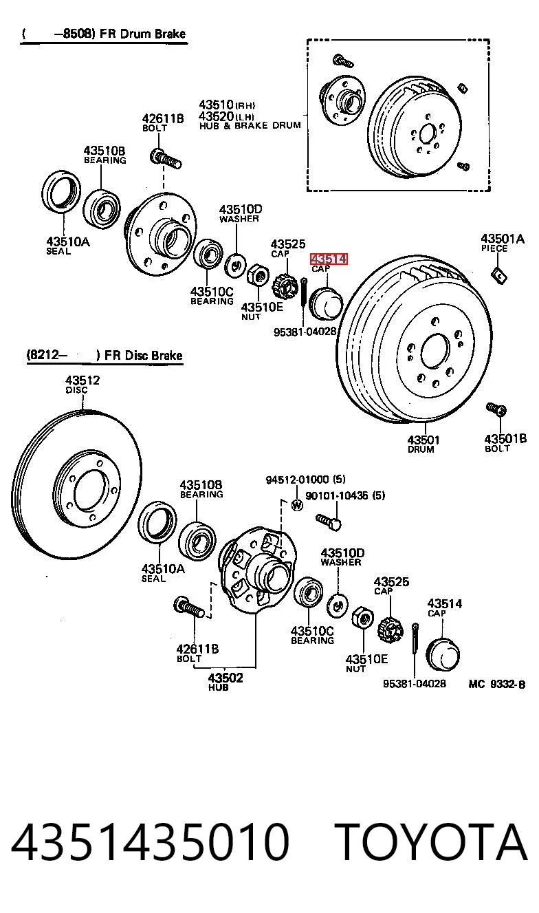 4351435010 Toyota Kołpak do obręczy koła