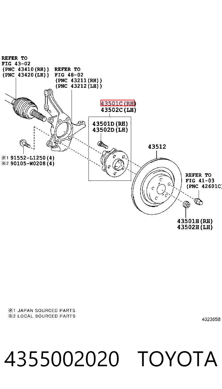 4355002020 Toyota Piasta przednia