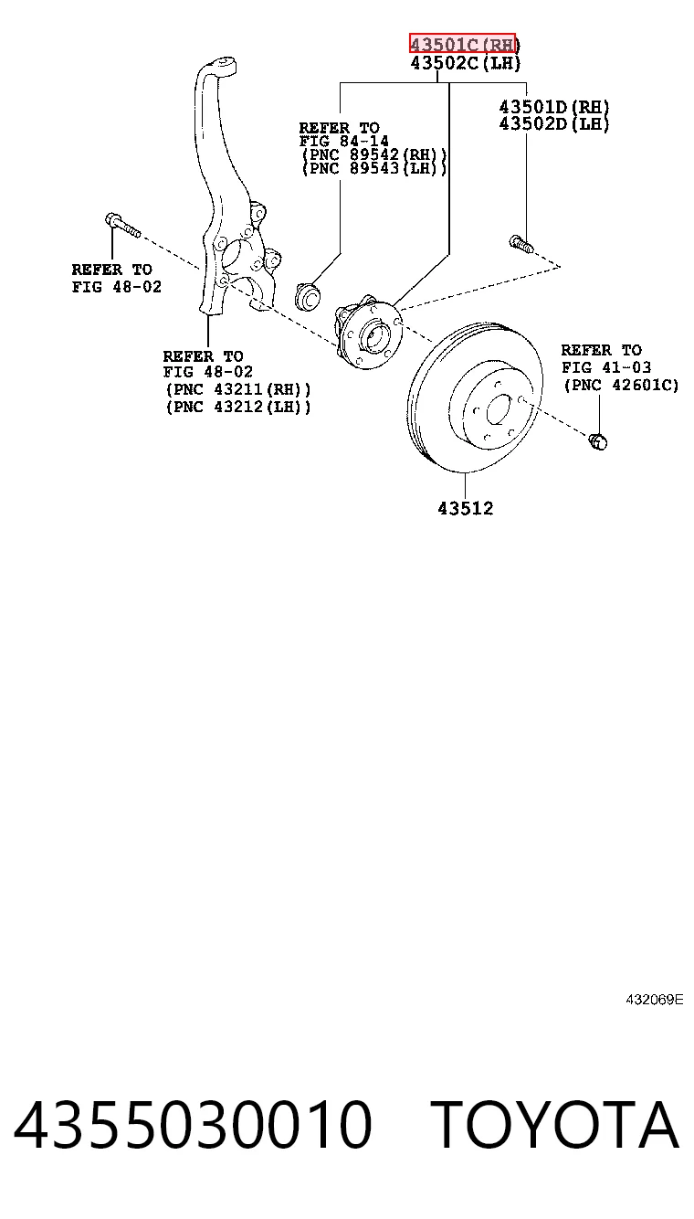 Piasta przednia Toyota 4355030010 cena, od 98,86 USD