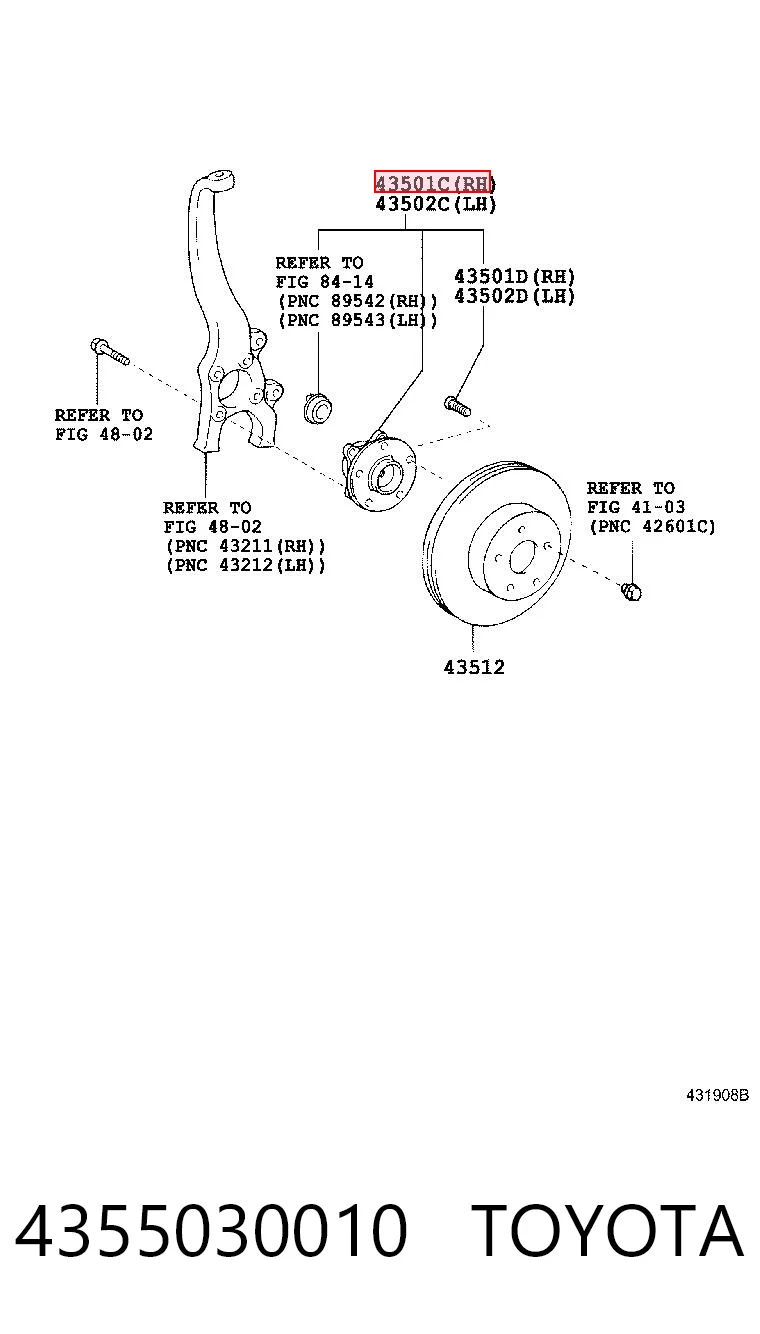 4355030010 Toyota Piasta przednia