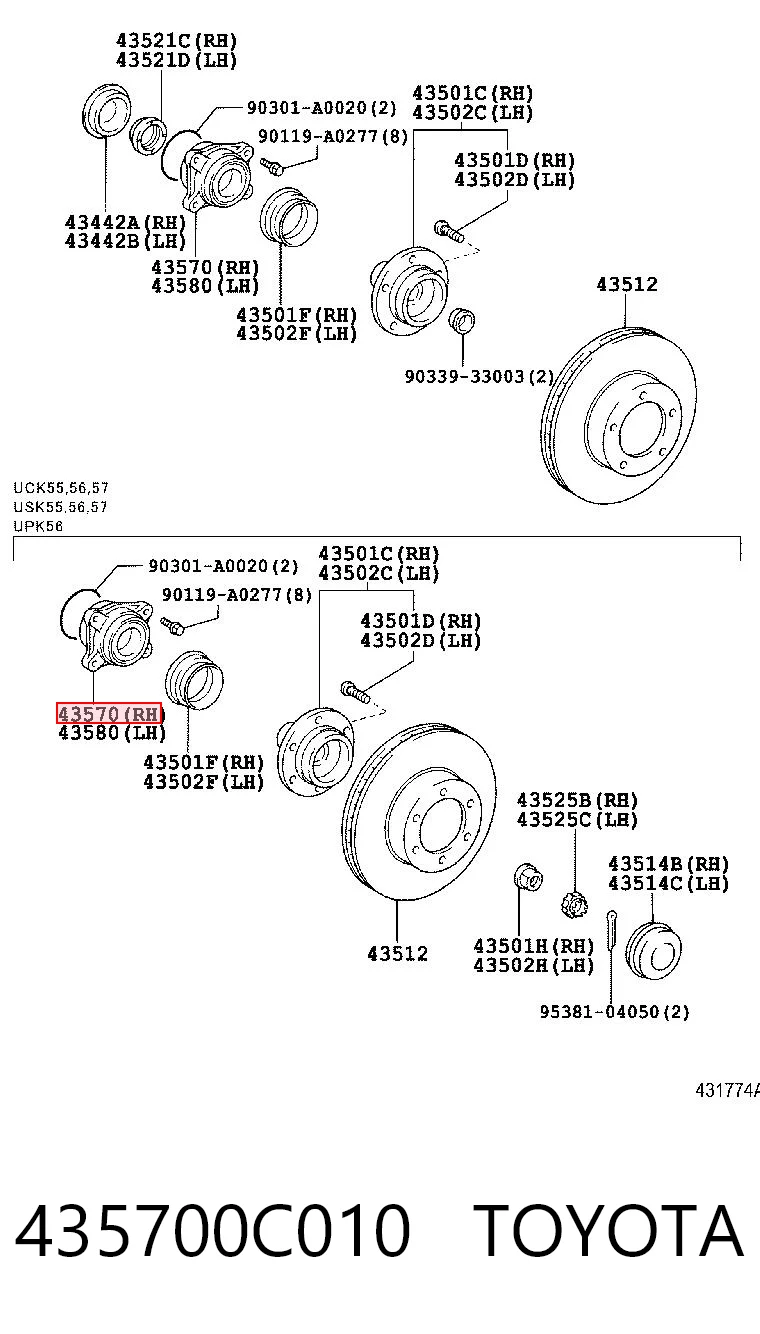 435700C010 Toyota Łożysko piasty przedniej