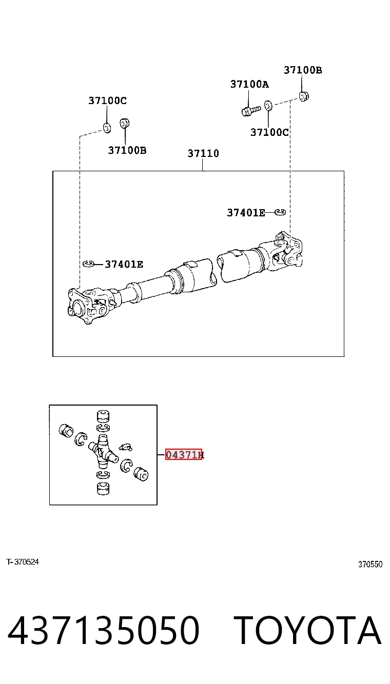 437135050 Toyota Krzyżak wału Cardana tylnego