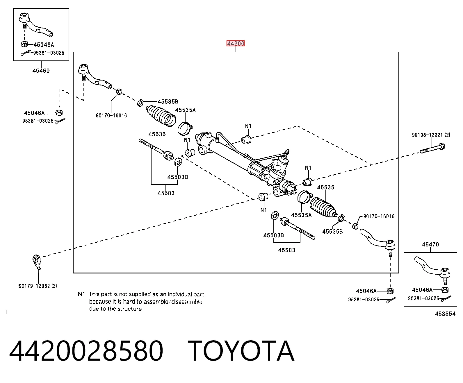 4420028580 Toyota Listwa kierownicza (maglownica)