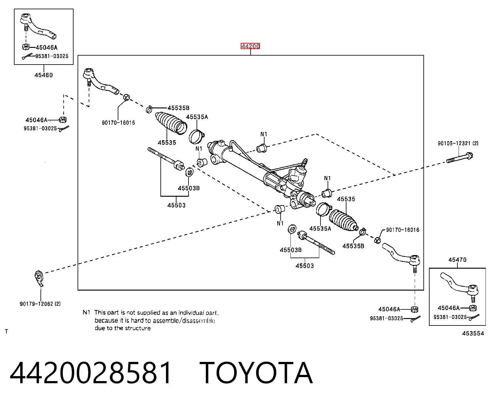 4420028581 Toyota Listwa kierownicza (maglownica)