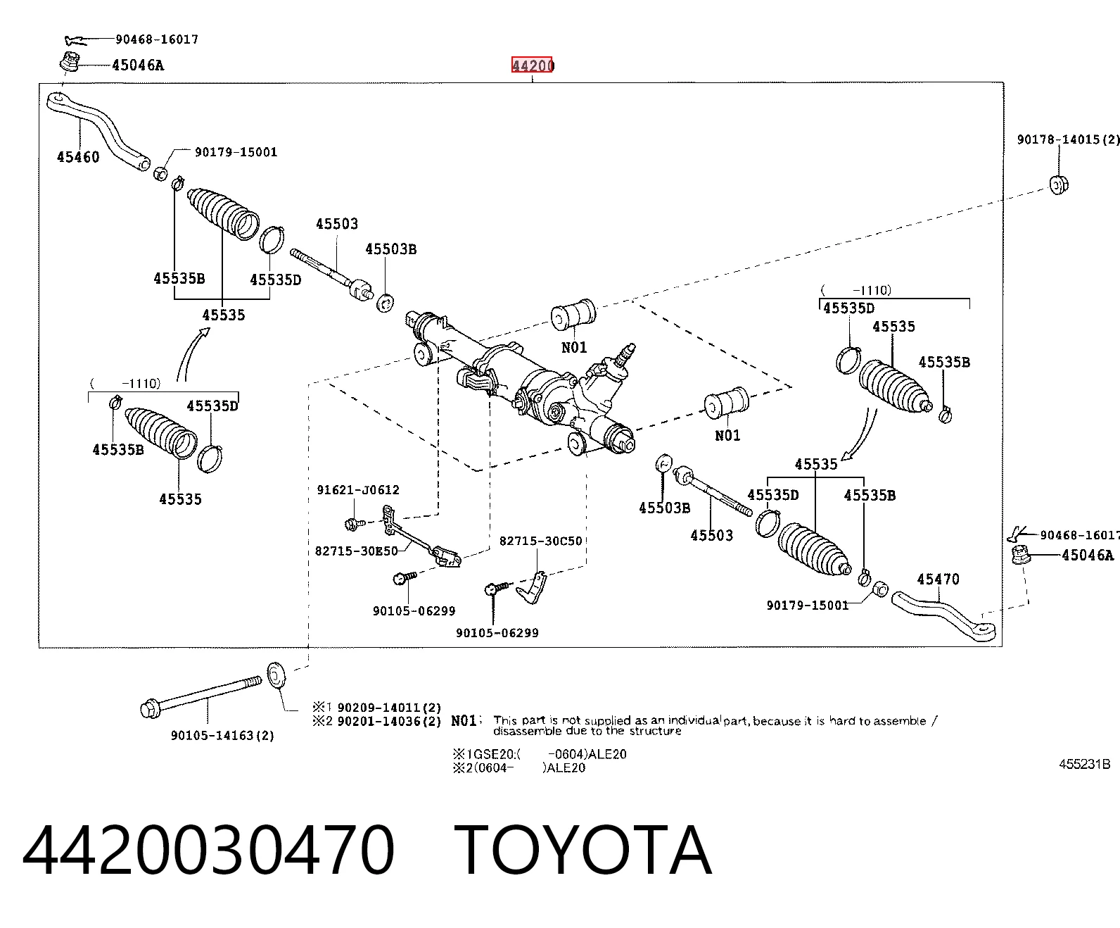 Listwa kierownicza (maglownica) Toyota 4420030470 cena, od 435,86 USD