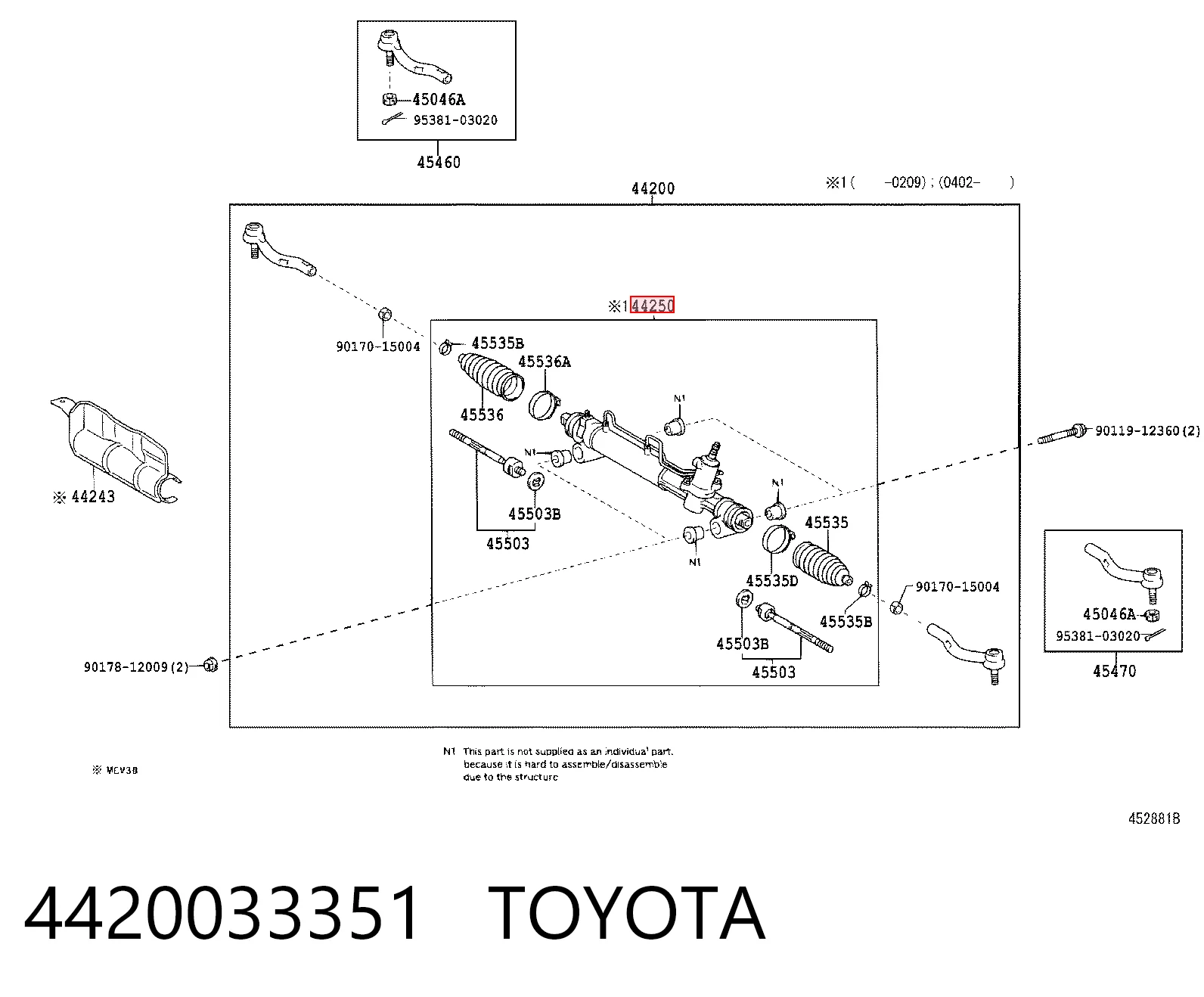  Listwa kierownicza (maglownica) Toyota Camry 5