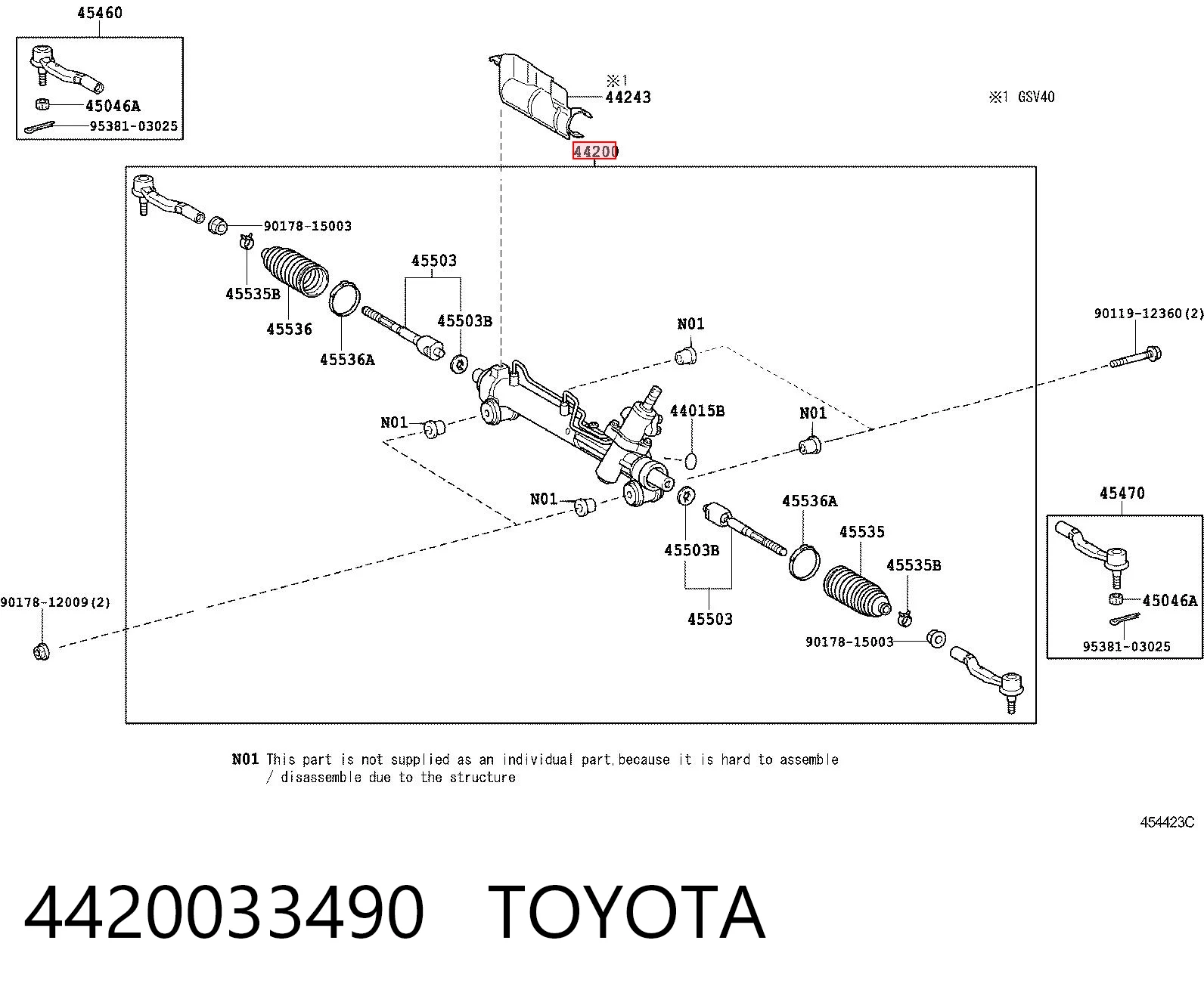 4420033490 Toyota Listwa kierownicza (maglownica)