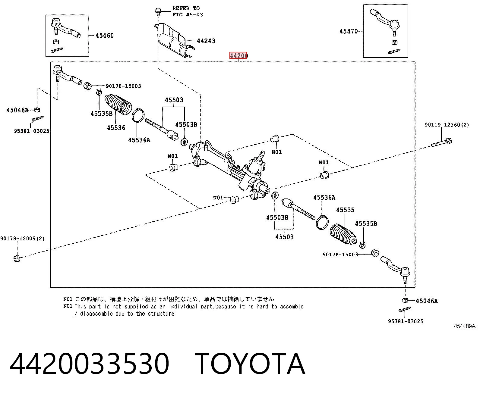4420033530 Toyota Listwa kierownicza (maglownica)