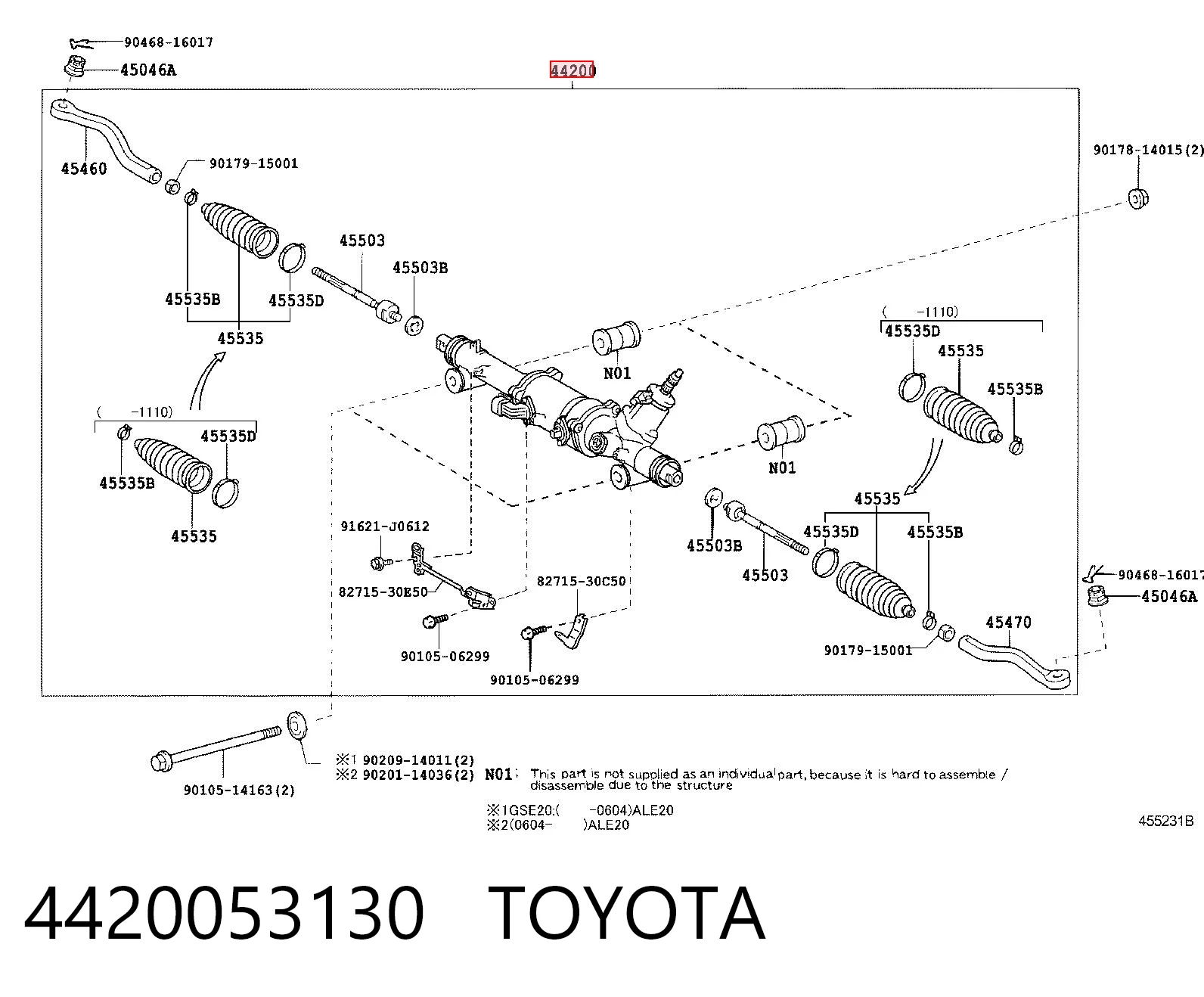 4420053130 Toyota Listwa kierownicza (maglownica)
