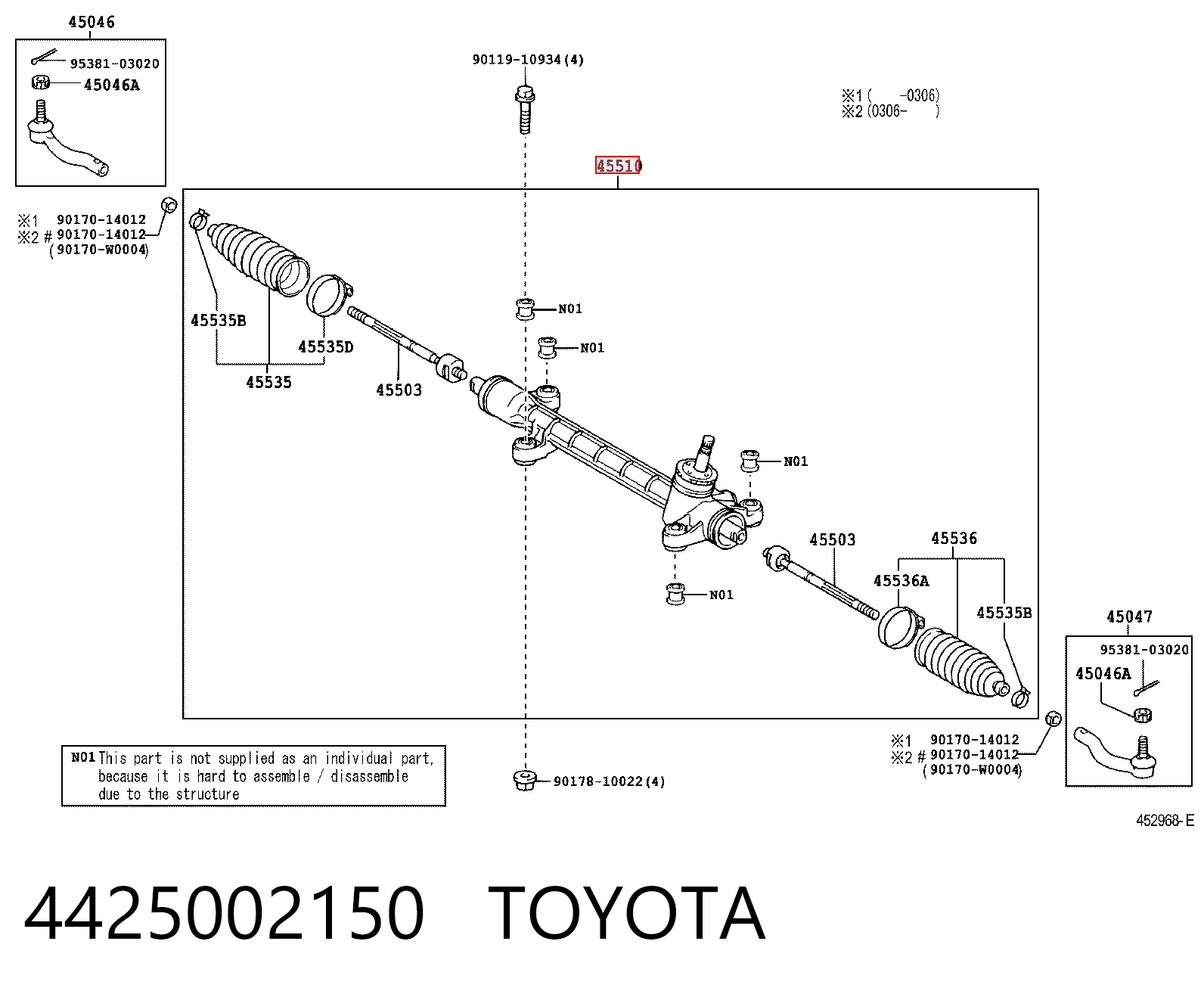 4425002150 Toyota Listwa kierownicza (maglownica)