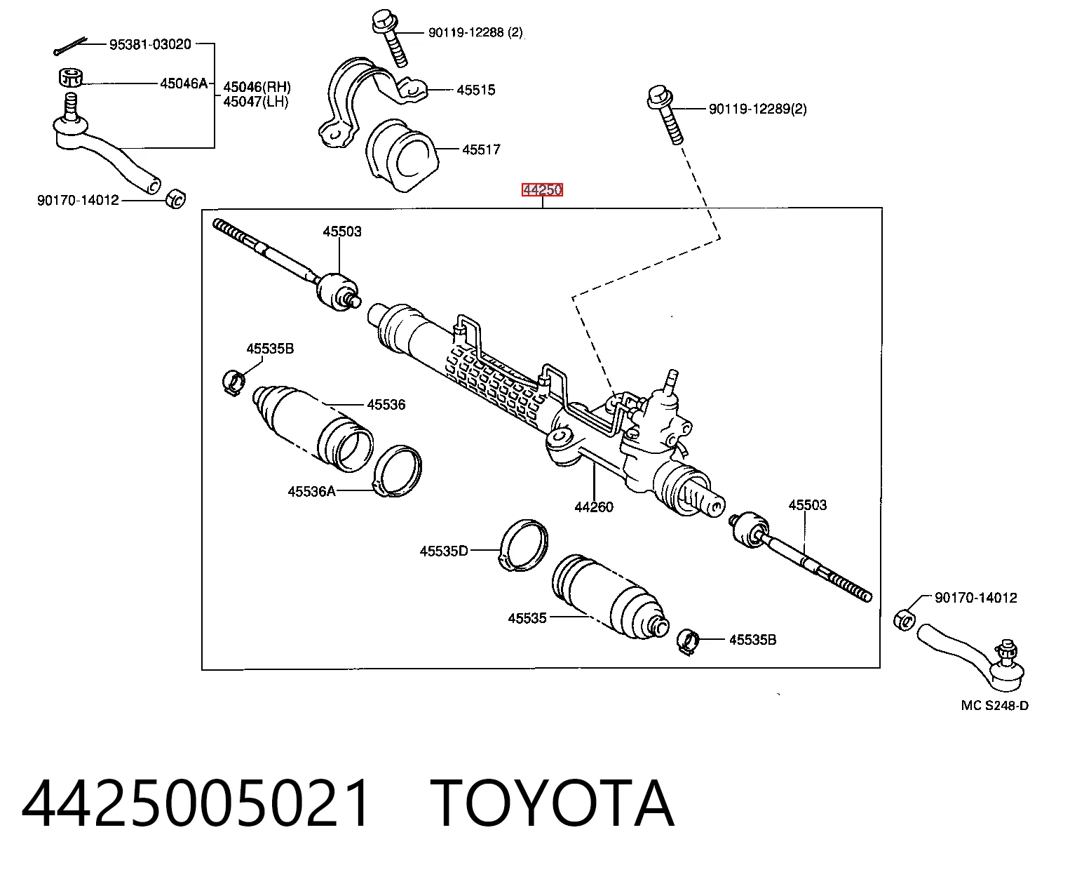 Listwa kierownicza (maglownica) Toyota Carina E sedana (T19) (1992 - 1997) cena, od 347,77 USD