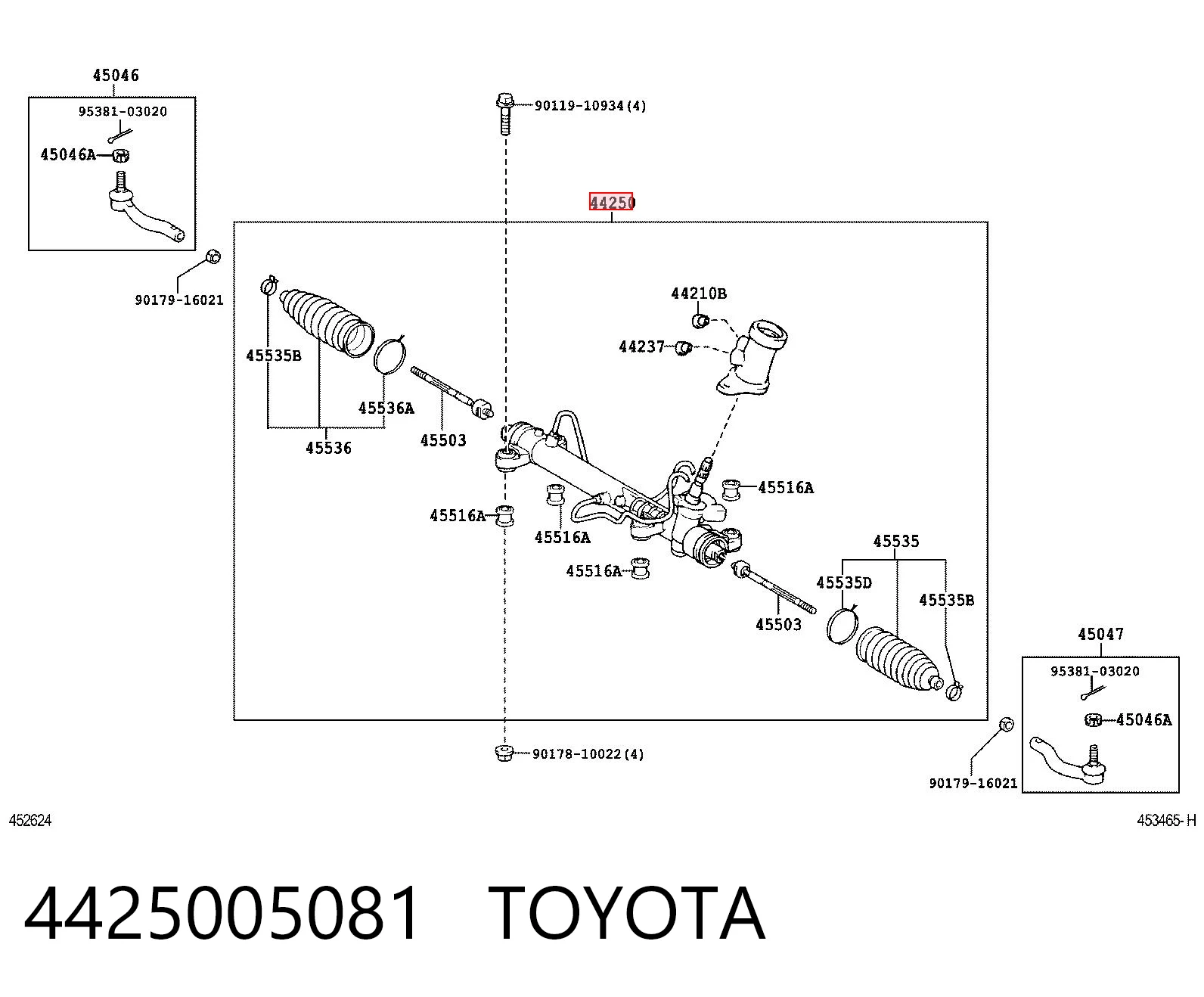 4425005081 Toyota Listwa kierownicza (maglownica)
