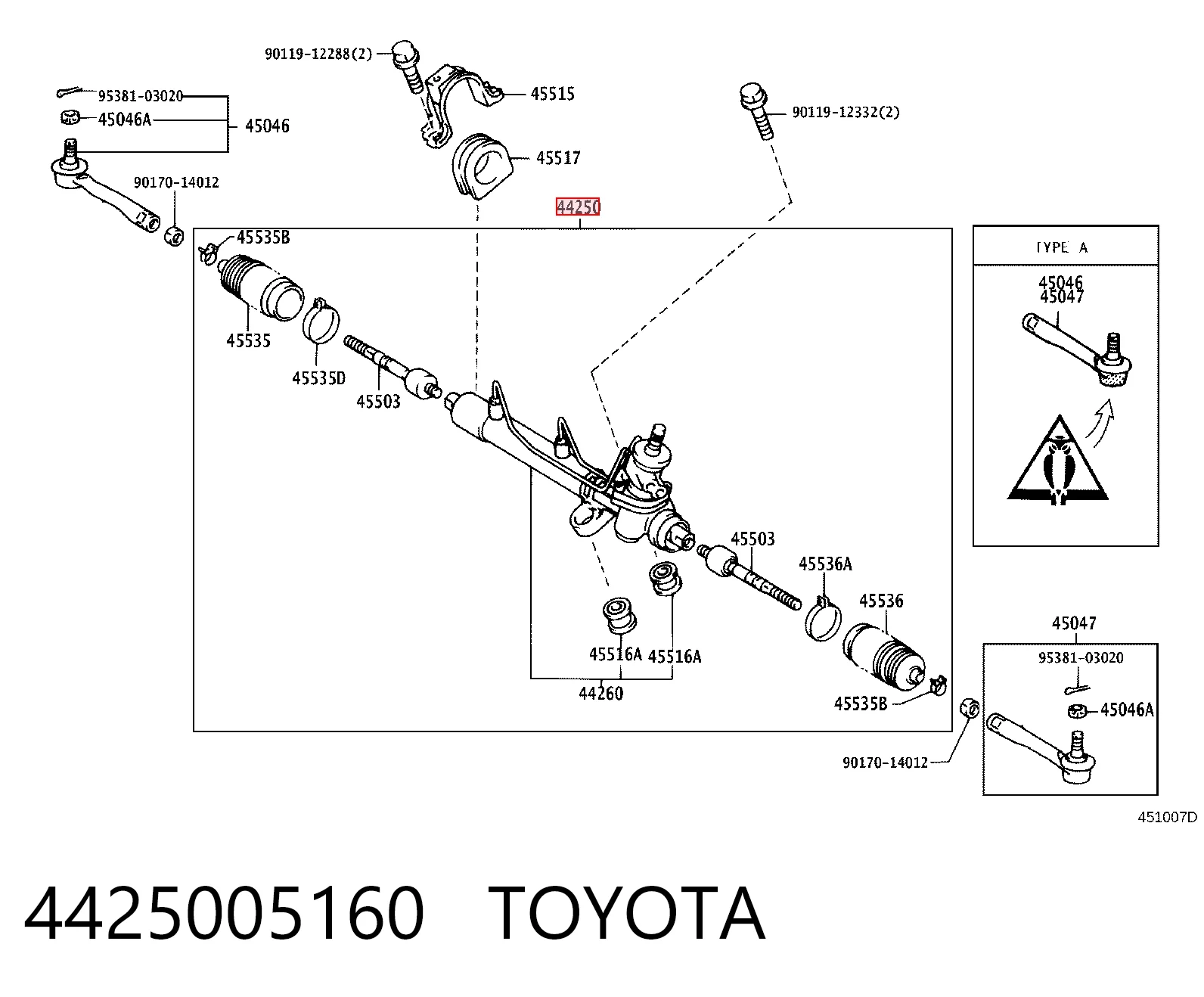 Listwa kierownicza (maglownica) Toyota Avensis I
