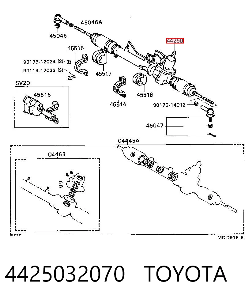 4425032070 Toyota Listwa kierownicza (maglownica)