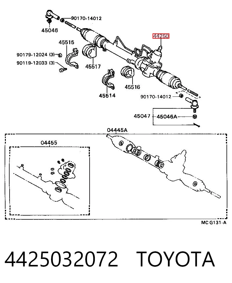 Do koszyka Listwa kierownicza (maglownica) Toyota Camry II V2