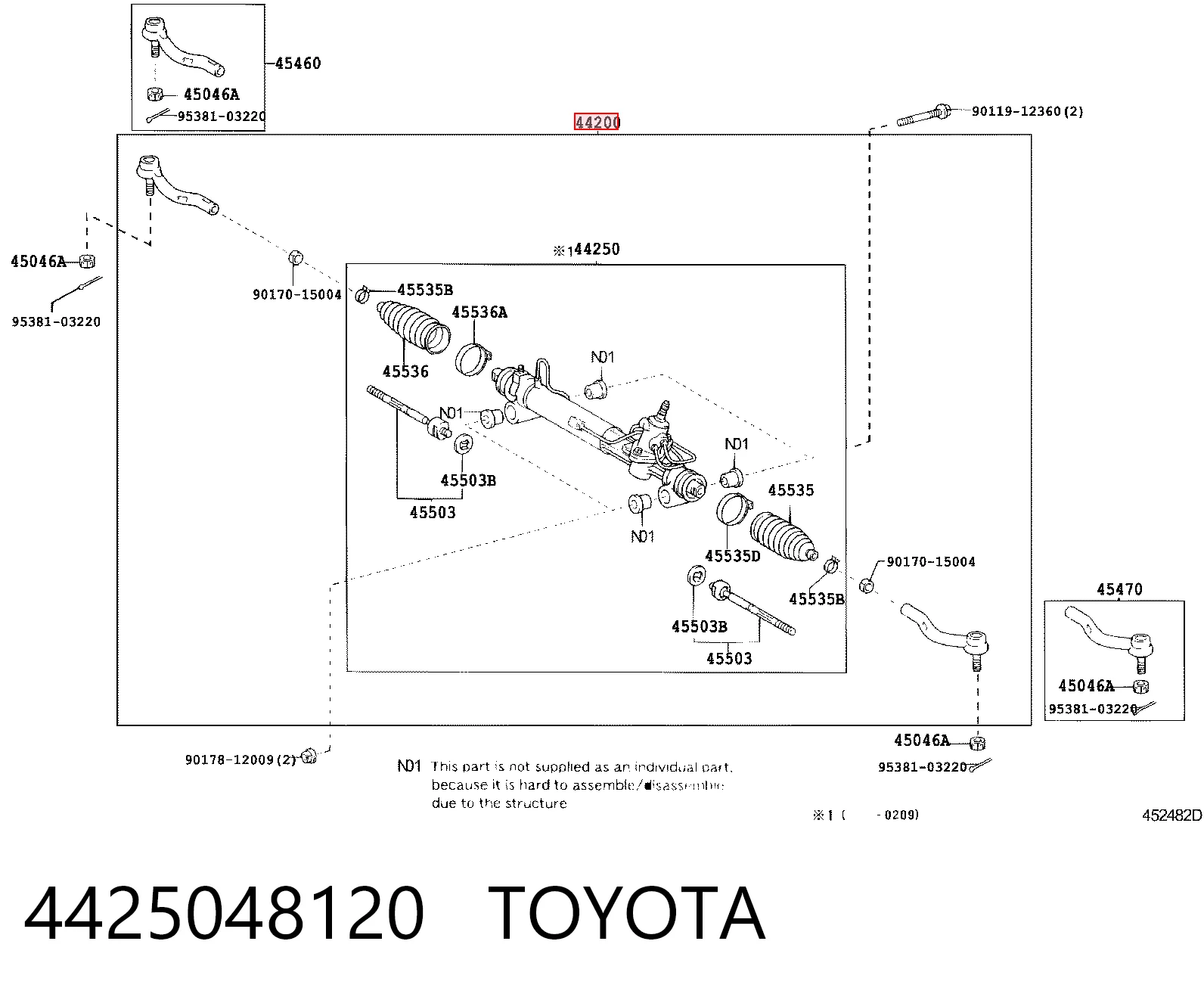 Listwa kierownicza (maglownica) Lexus RX 330/350