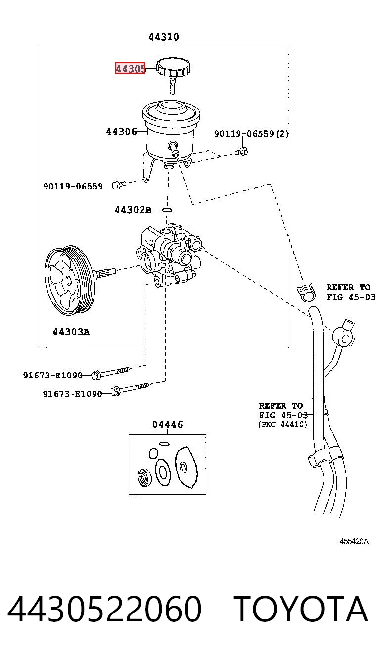 4430522060 Toyota Korek zbiornika pompy wspomagania hydraulicznego