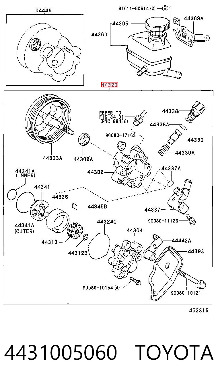 4431005060 Toyota Pompa wspomagania hydraulicznego kierownicy
